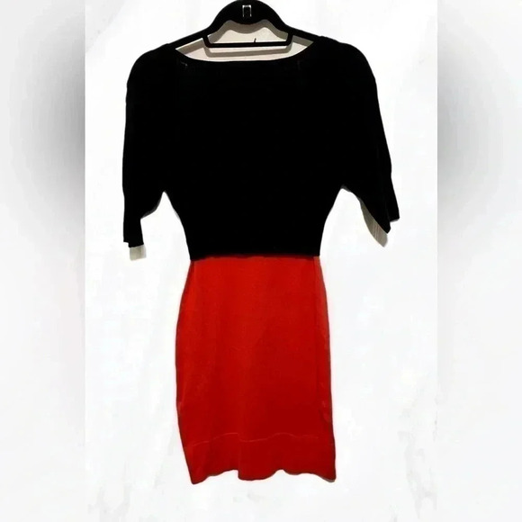 Karen Millen bodycon front zip long sleeve black and red body con mini dress 2 - Picture 3 of 5
